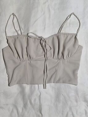 Elegant Cream Bustier Cami with Front Tie